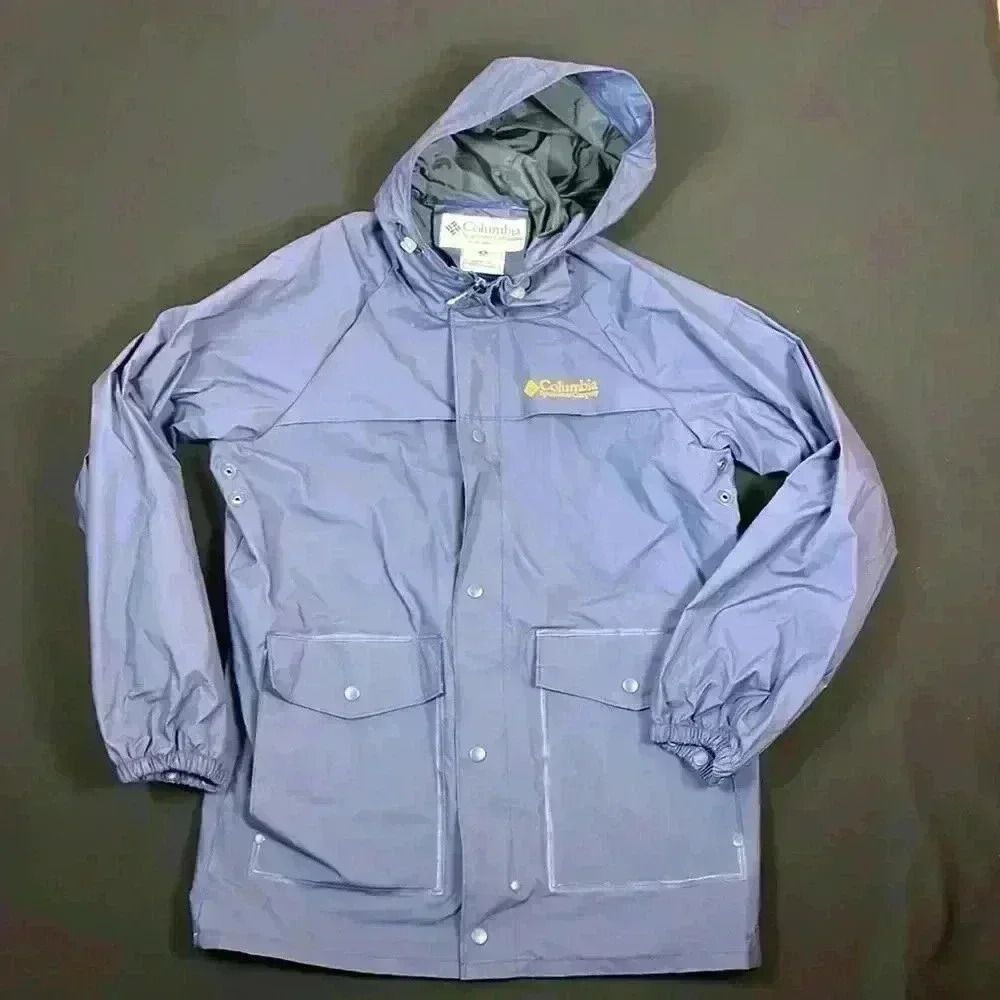 Columbia Sportswear Company unisex size small rain jacket with pockets navy blue